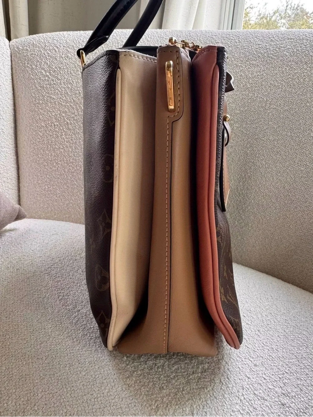 Louis Vuitton Monogram Tote with Pink Leather Tab and Gold Hardware